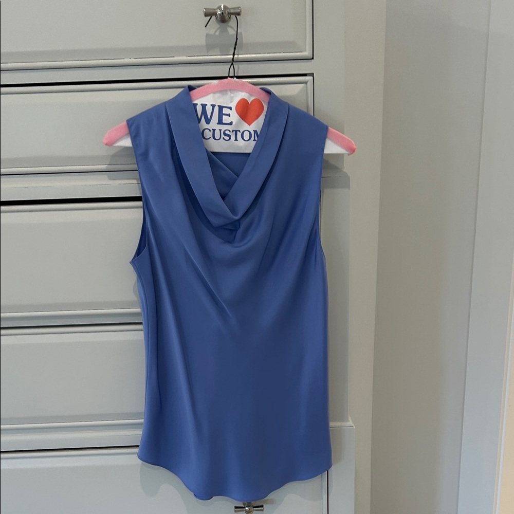 Theory Cowl Neck Blue Sleeveless Blouse